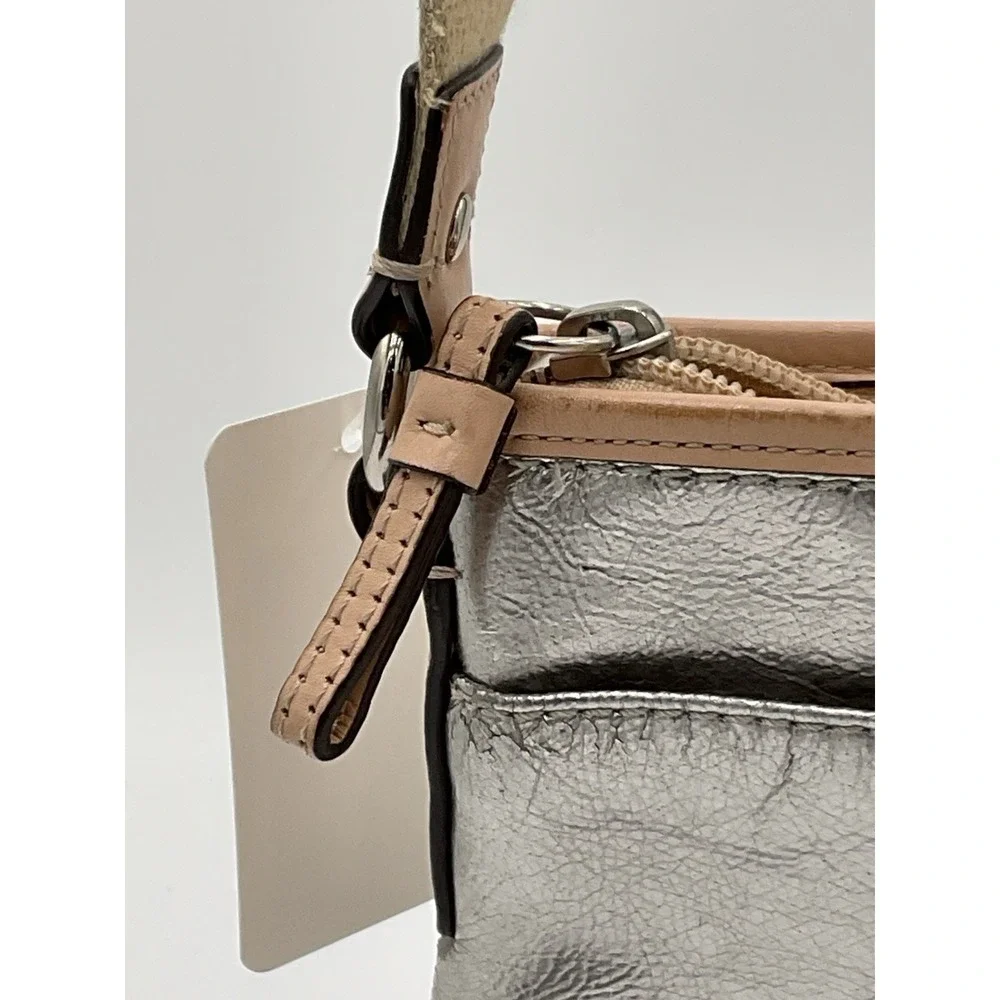 Y2K COACH Silver Leather Swingpack Metallic Silver Crossbody Bag 50168